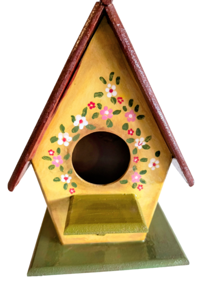 Casa para pajaros -  amarilla techo liso